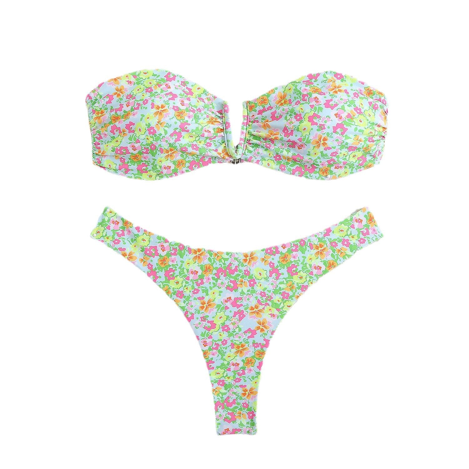V-neck thong printed bikini