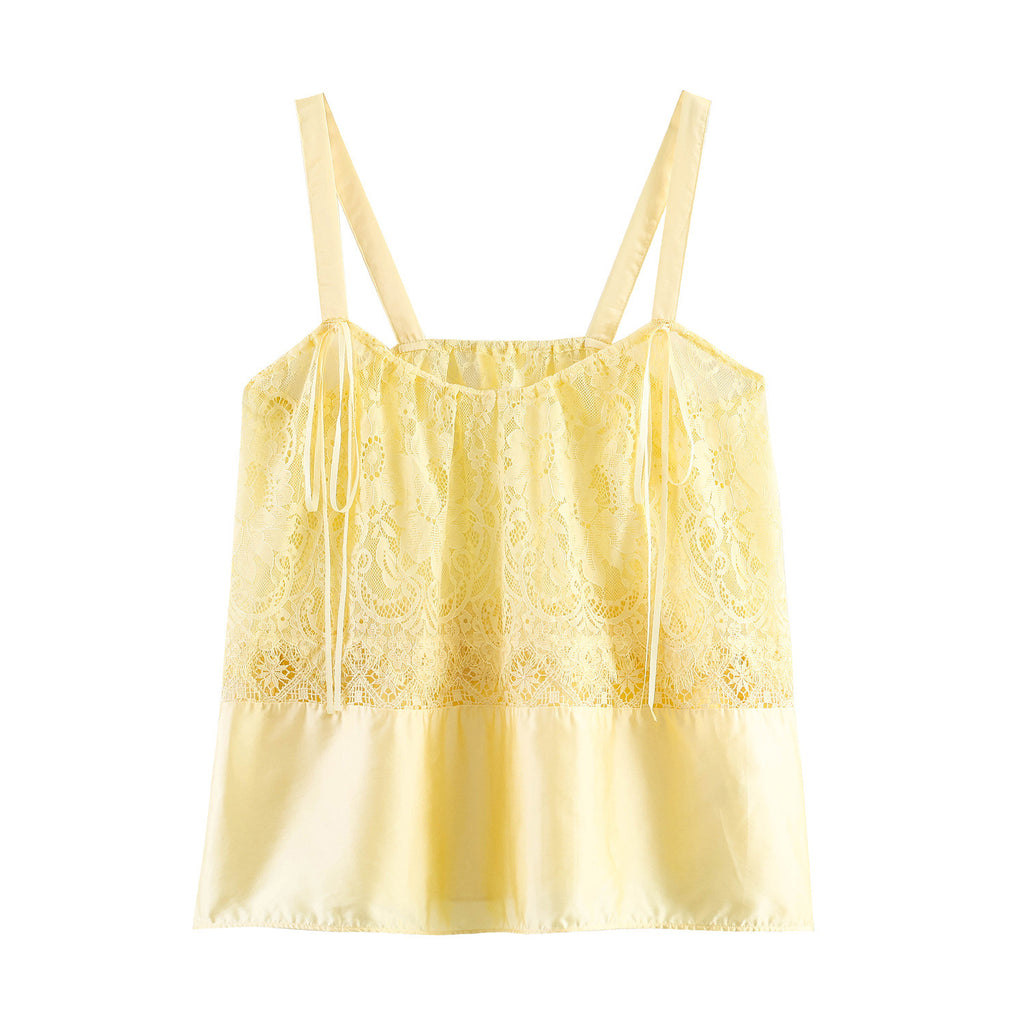 Spicy Girl Silk Texture Lace Decorative Top