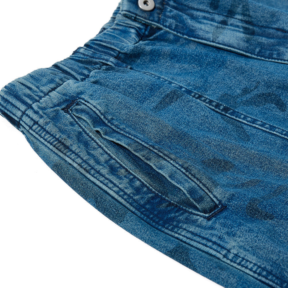 Tie dye camouflage curved knife jeans