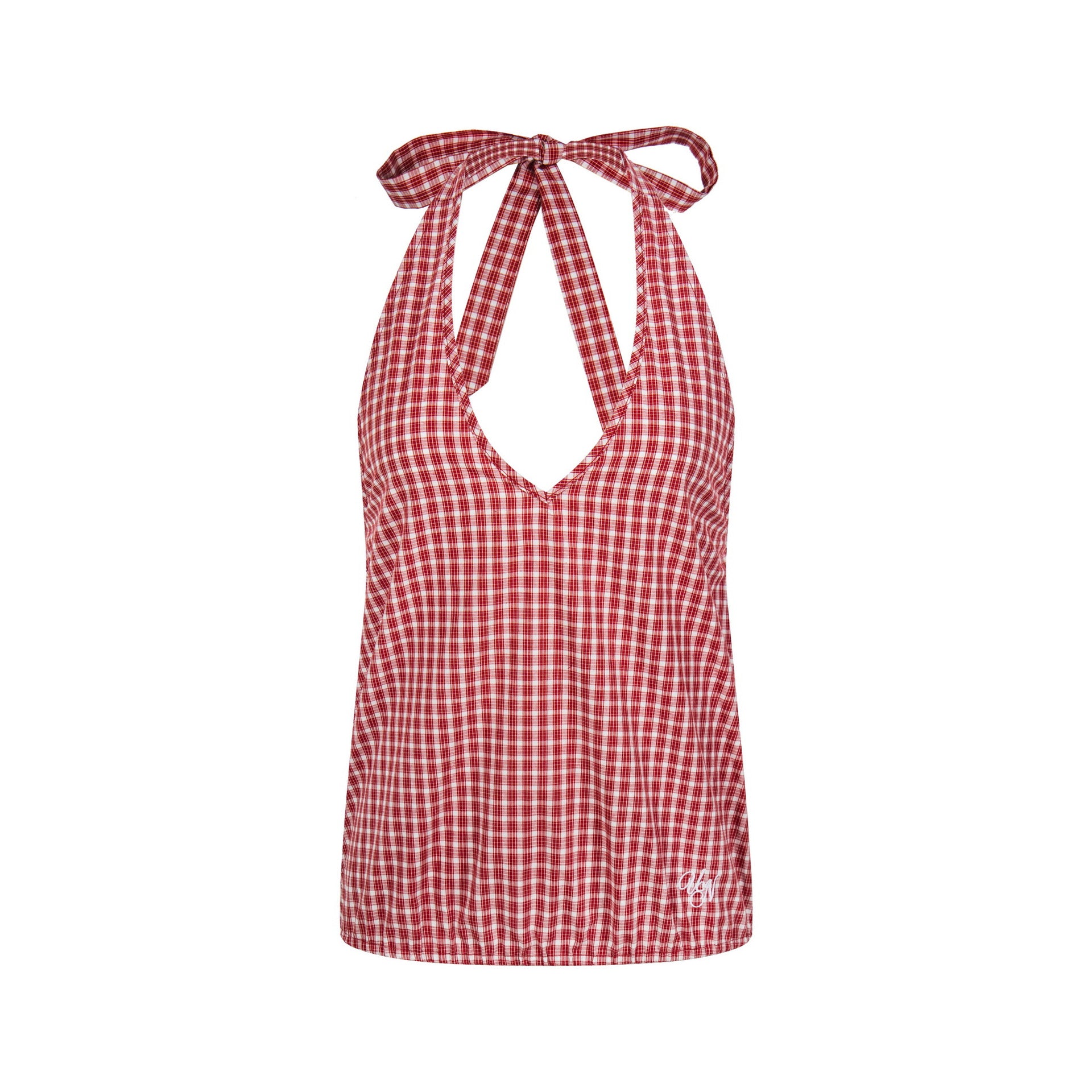 Checkered Slim Fit Sleeveless Casual Short Sleeve Bow Decorated T-Shirt