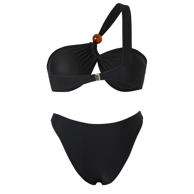 style sexy bikini, fashion one-shoulder nylon triangle bikini swimsuit
