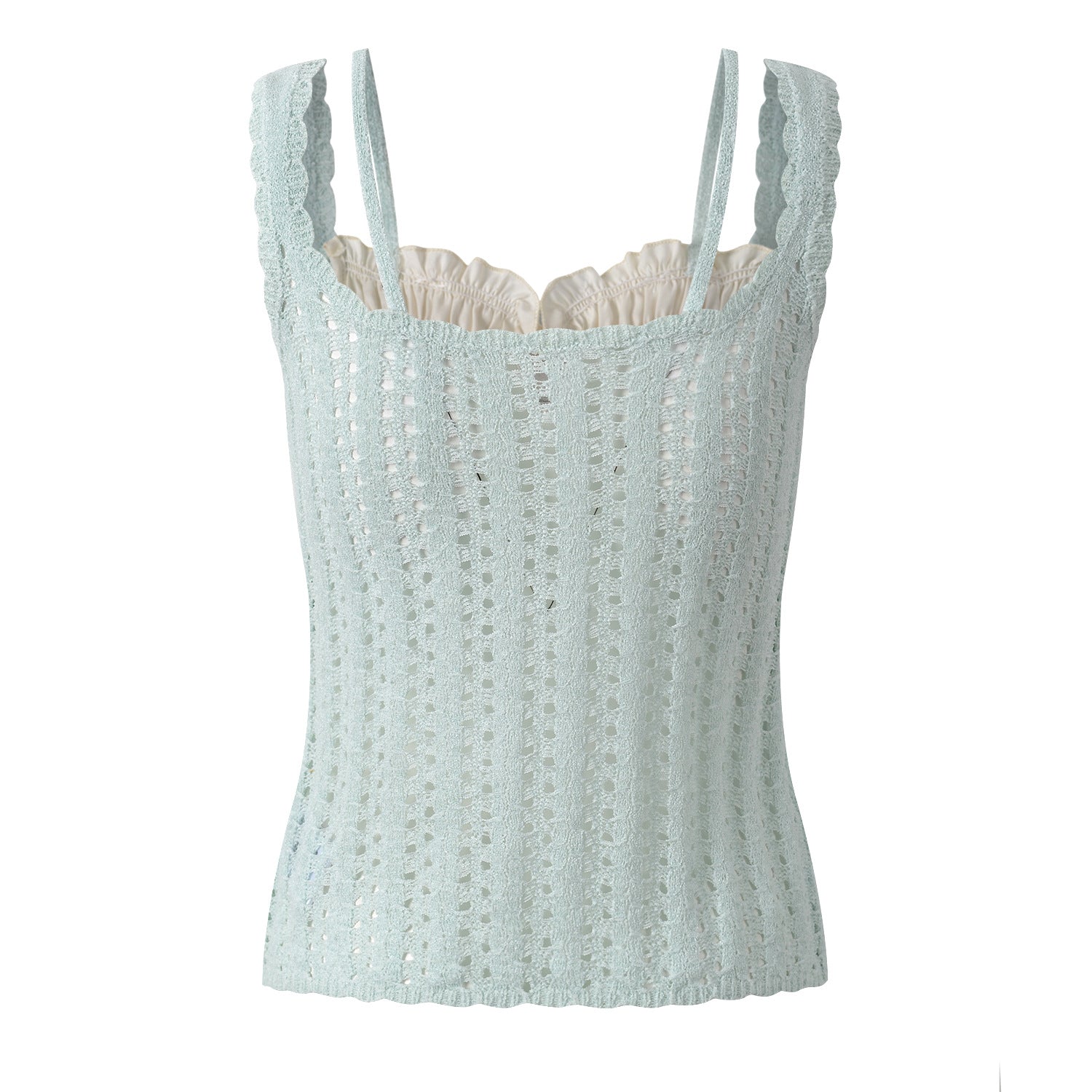Lace patchwork slim fit camisole top