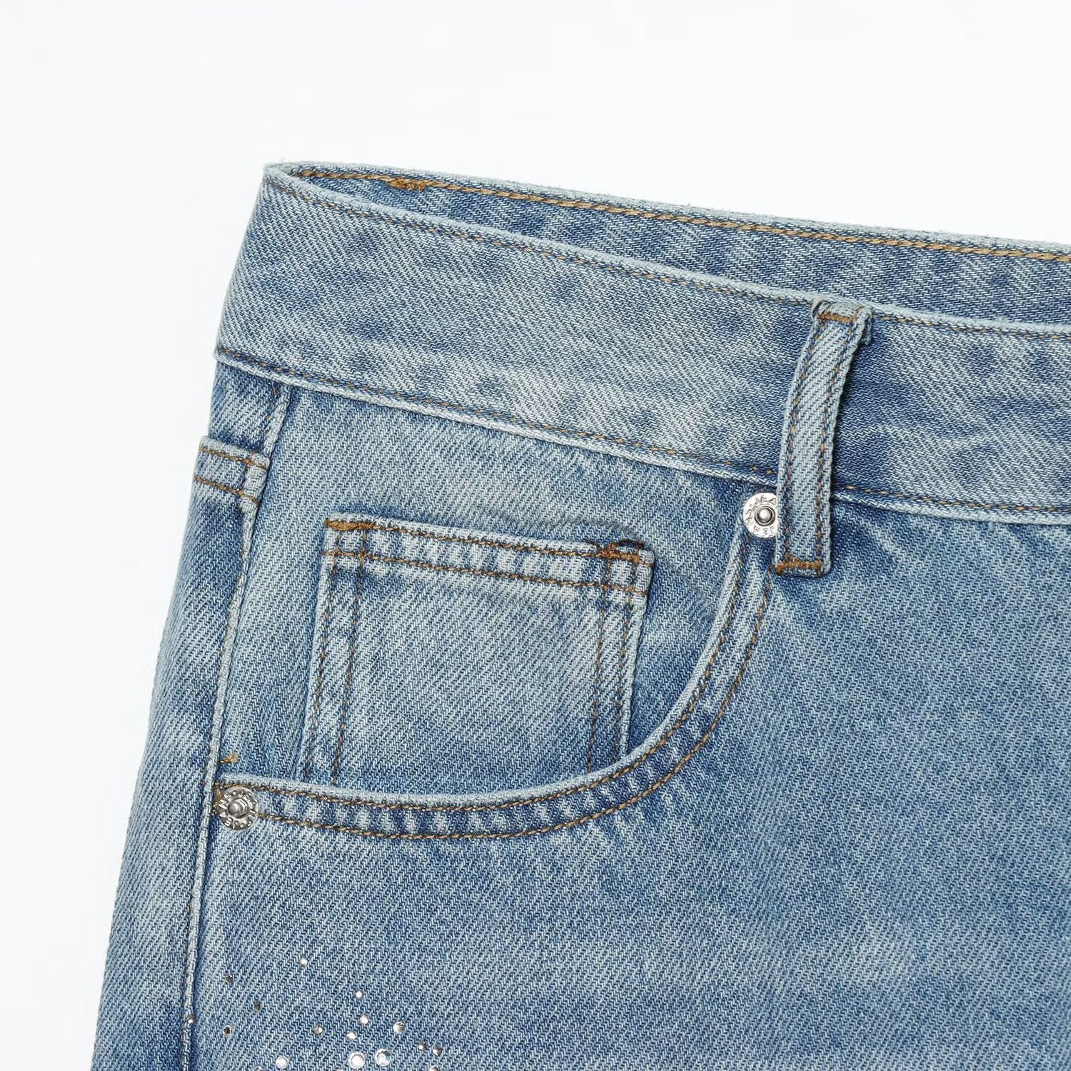 Street low waisted sequined wide leg jeans