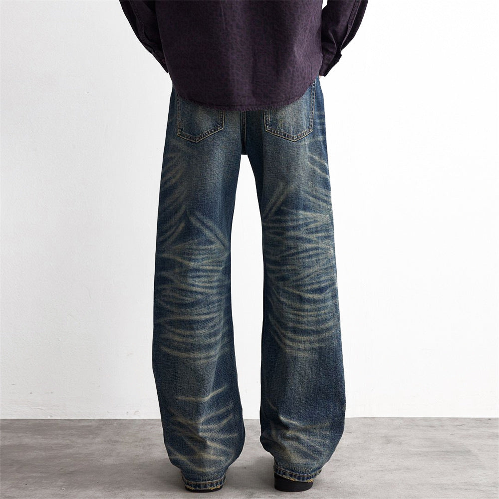 Used washed denim jeans