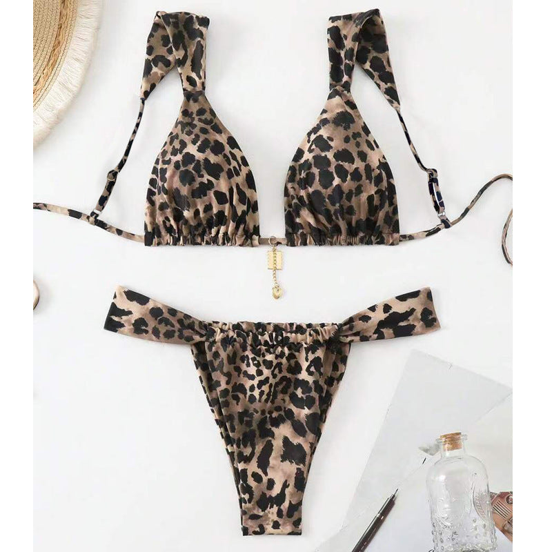 Bikini printed lace up