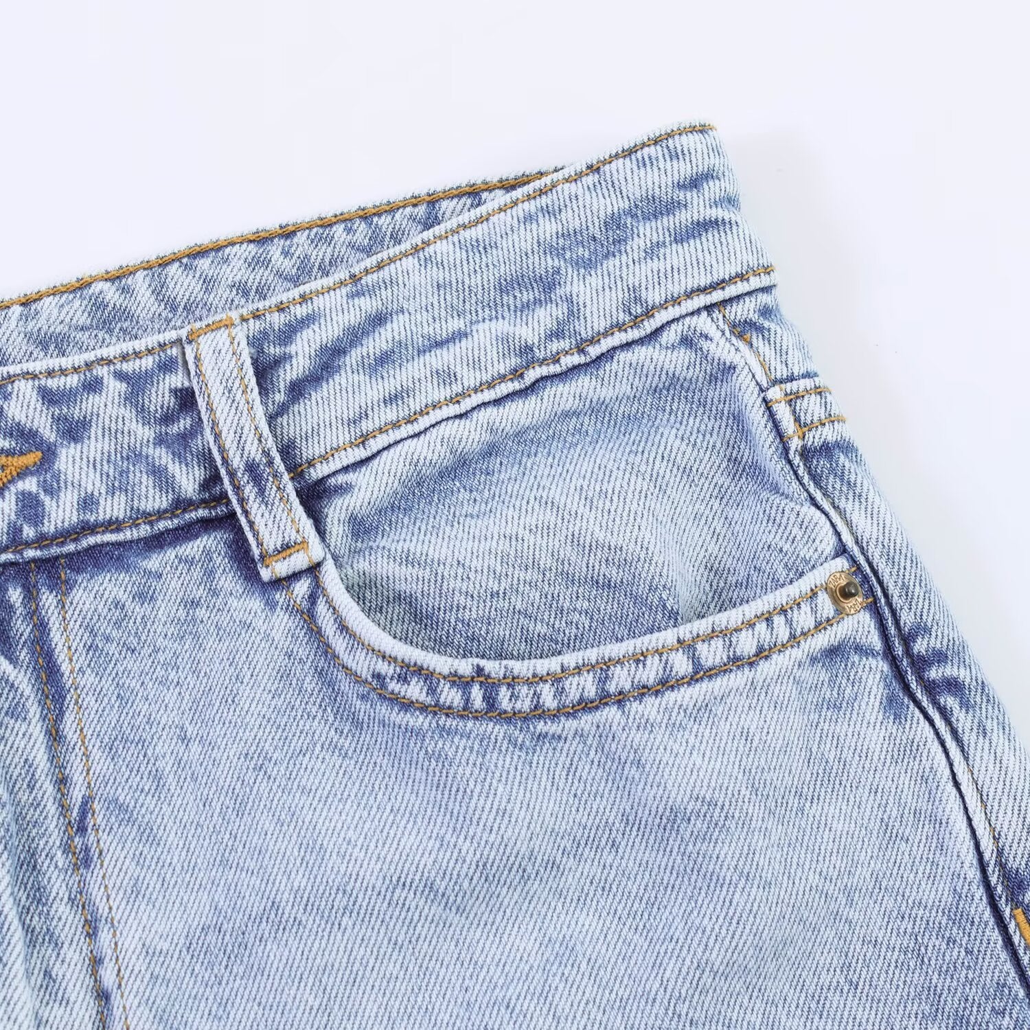 Crochet stitched high waist wide leg jeans