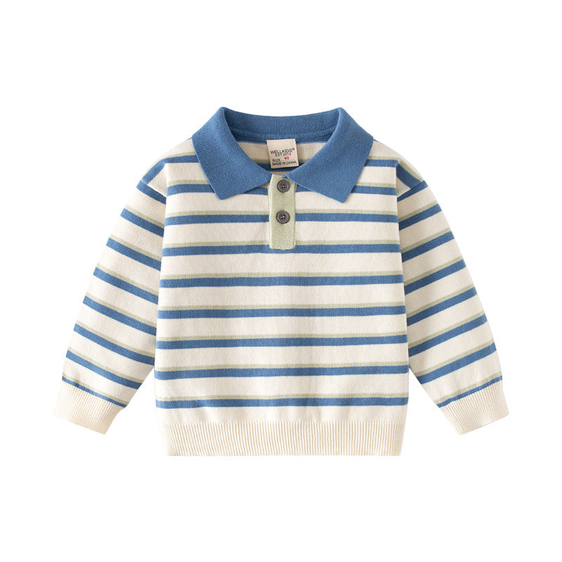 Striped Turtleneck Sweater Warm Top for Kids Children's Clothing