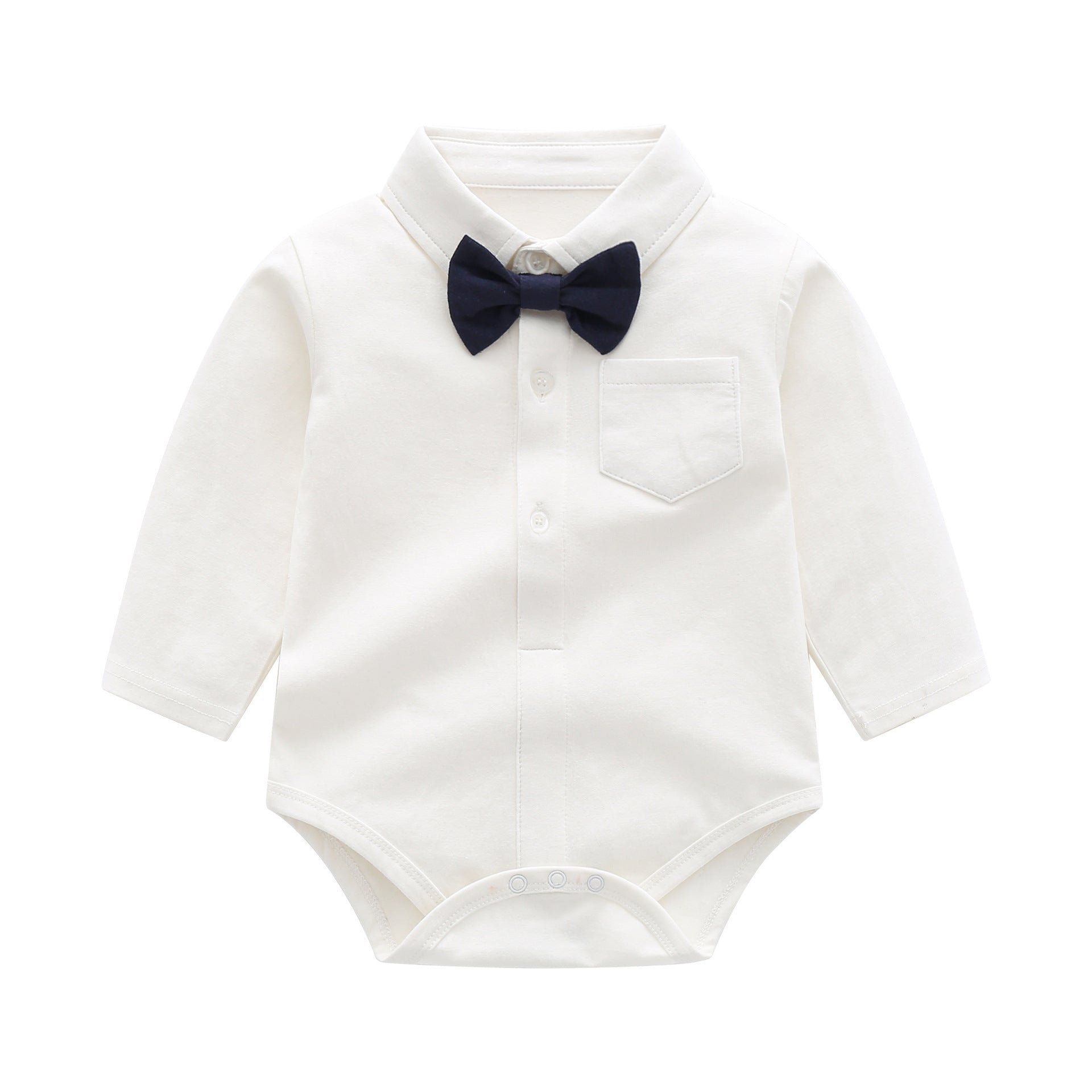 Flip collar short sleeved baby jumpsuit