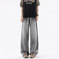 Ice Silk Denim Pants Men Retro Loose Basic Versatile Drape Wide Leg Long Pants