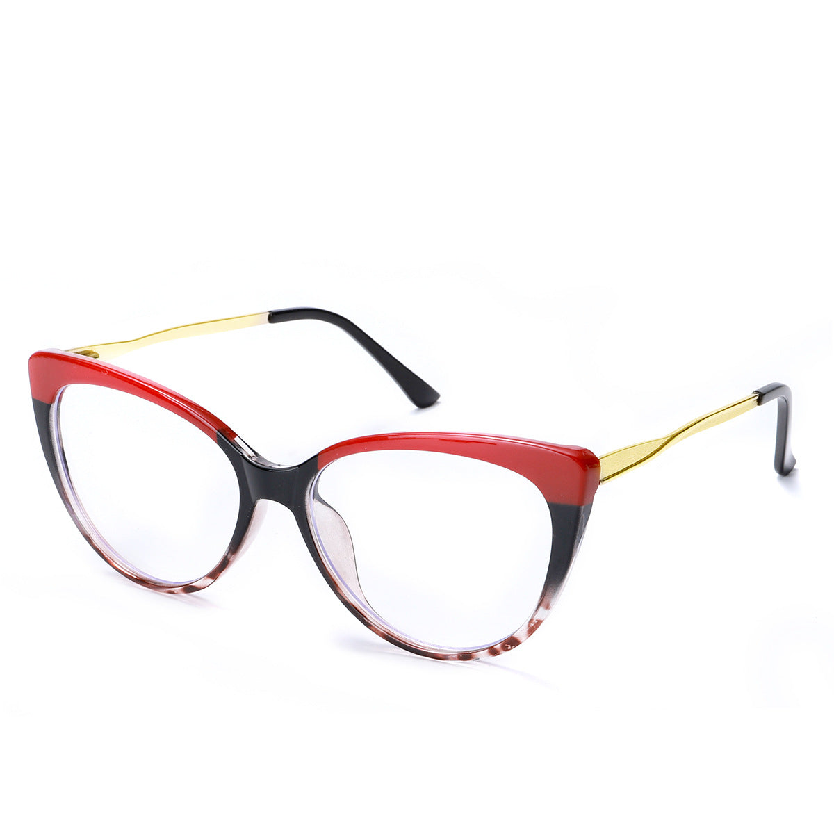 TR90 Anti-Blue Light Cat Eye Retro Glasses Frame New Personality Flat Mirror European And American Metal Trend Glasses Frame