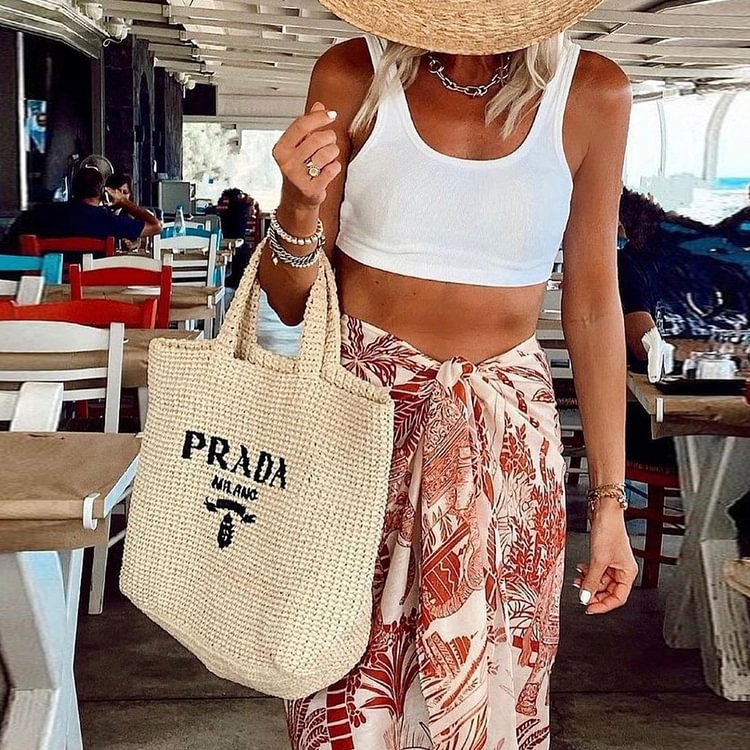 Print Off-Shoulder Belted Slim-Fitting  One-Piece Swimsuit