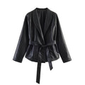 Commuting style with belt and leather jacket