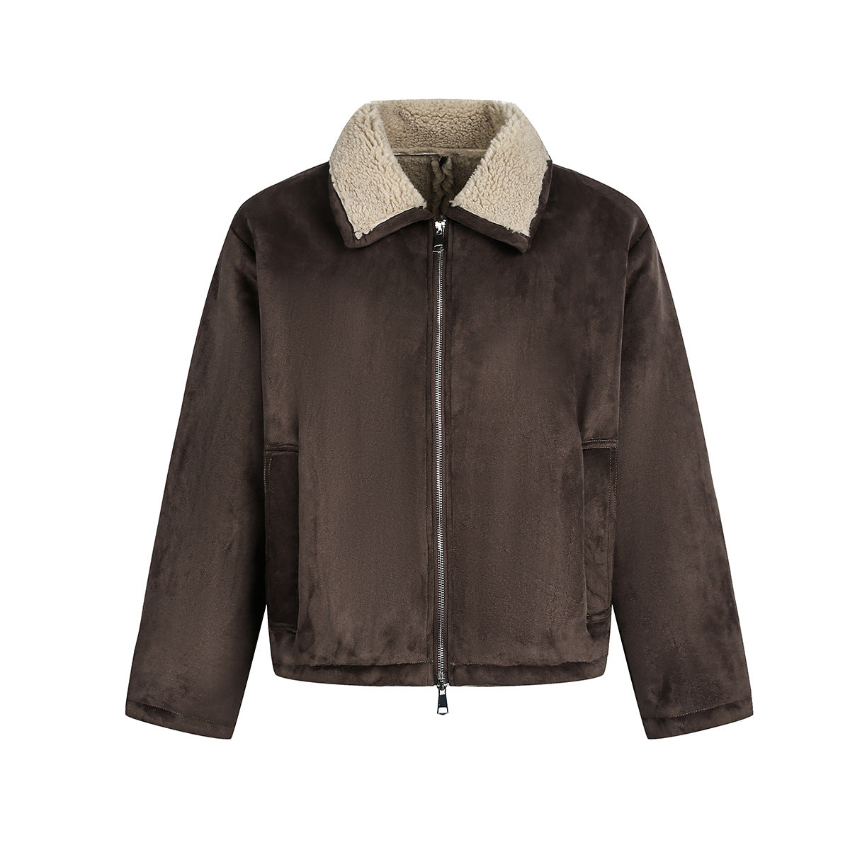 Brown lambhair coat for men
