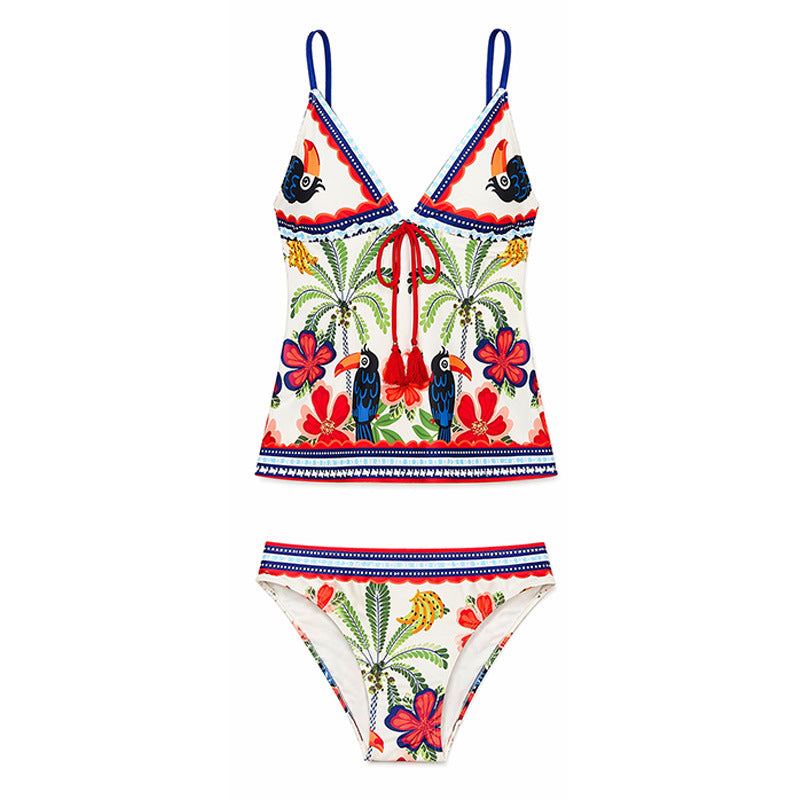 Printed Two-Piece Swimsuit, Swimwear Set