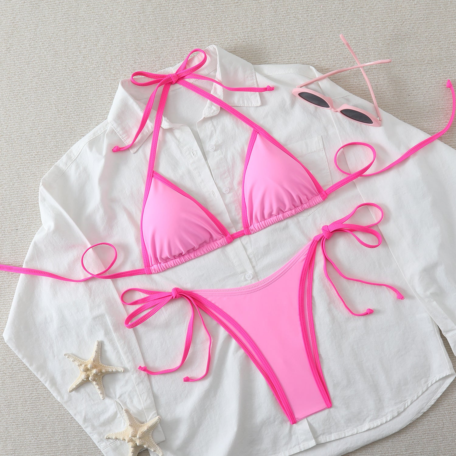 Bikini swimsuit tie three-point style
