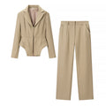 Commuting style elegant suit jacket+casual pants set