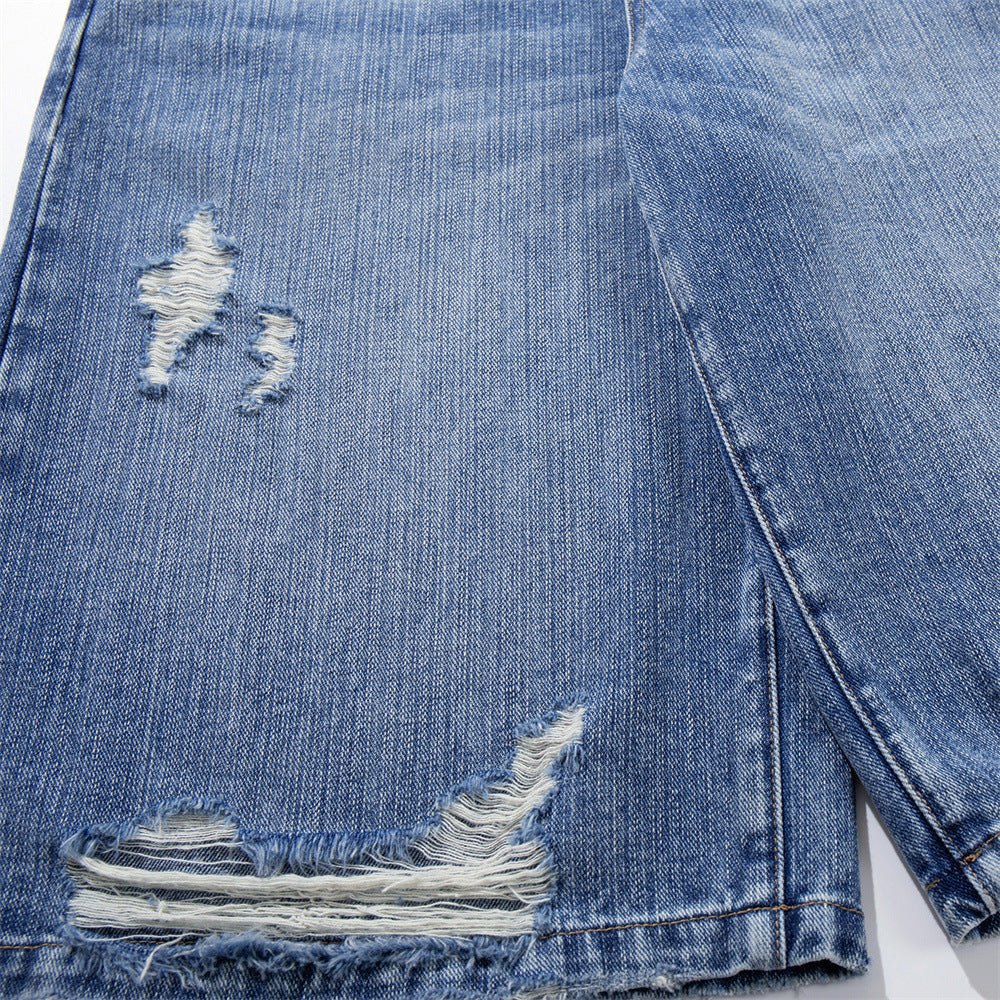 Ripped denim shorts