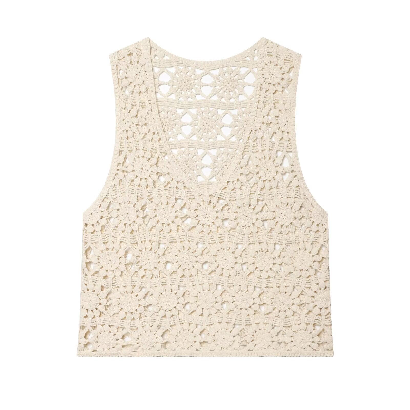 Bohemian style hollow crochet knit sleeveless vest