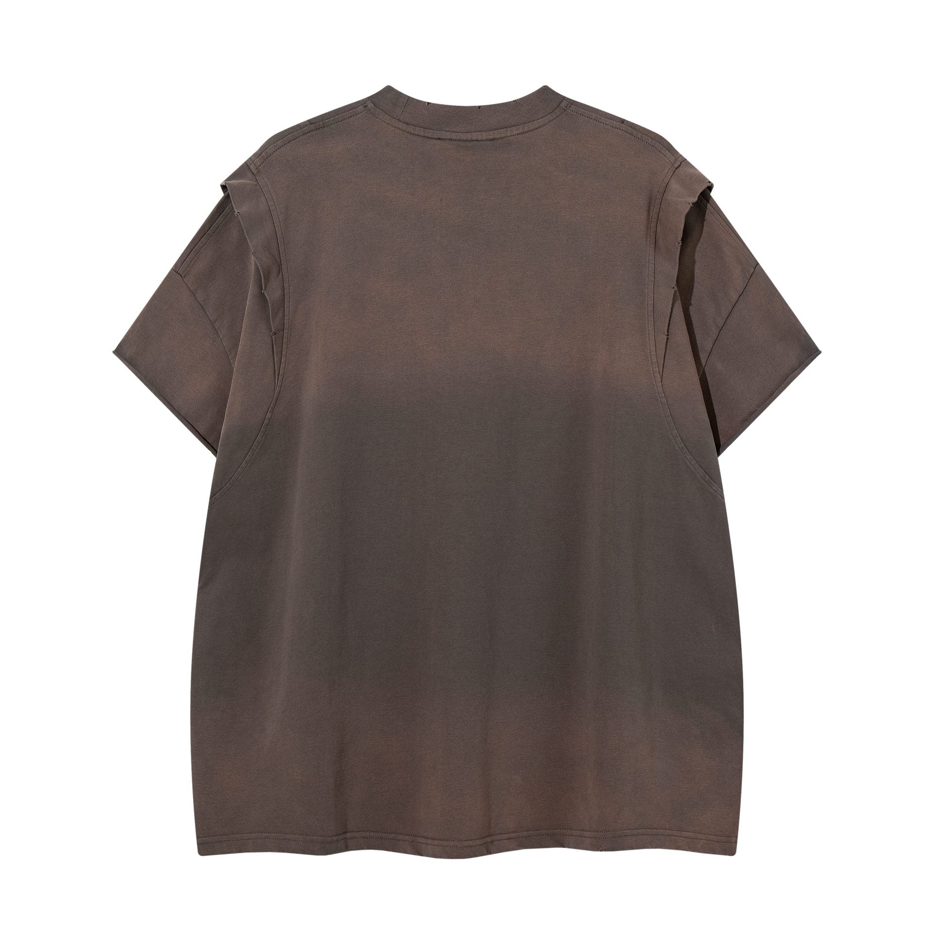 Deconstruction splicing gradient short sleeved shirt