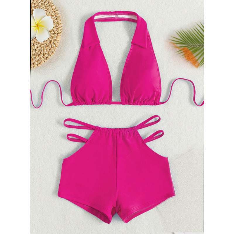High waisted hollowed out bikini swimsuit for women