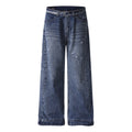 Wear and tear the waistband make it old wide leg denim pants