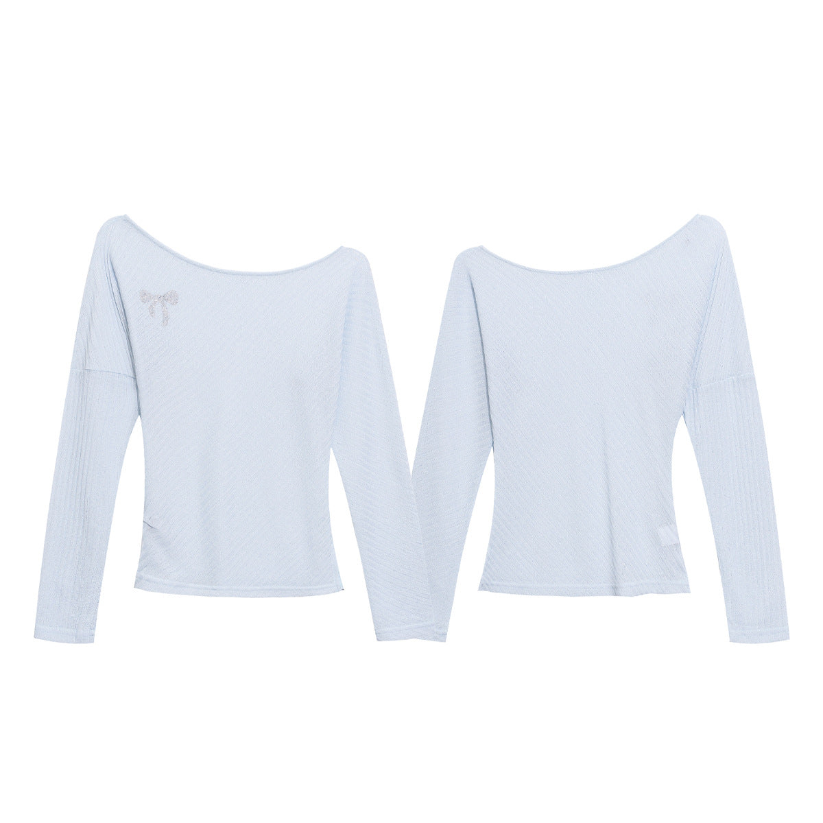 Long Sleeve T-Shirt Women Textured Pleated Waist-Cinching Slim Fit Base Top