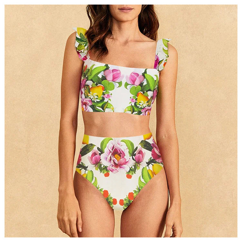 High Waist Printed Bikini Swimwear for Women,  Beach Swim Suit