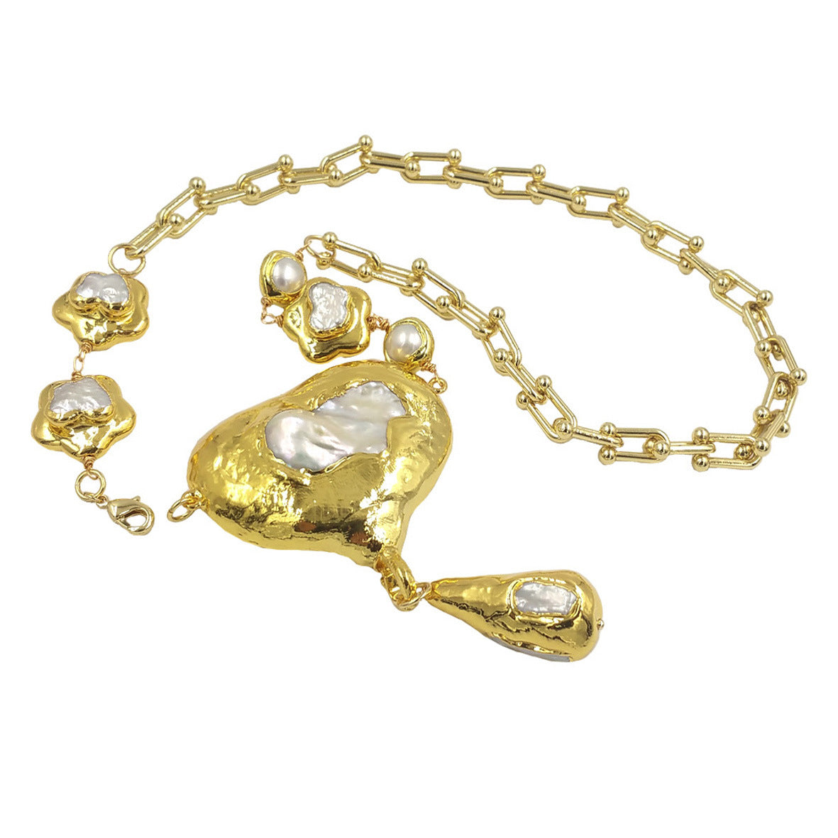 Royal style retro micro inlaid Baroque pearl natural freshwater pearl women's collarbone necklace