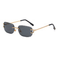 New Cut - Edge Oval Inverted Sunglasses Pattern Rimless Glasses Sunglasses