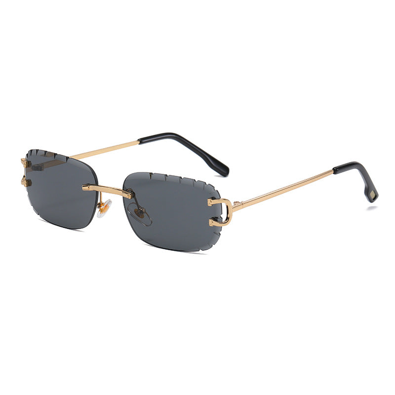 New Cut - Edge Oval Inverted Sunglasses Pattern Rimless Glasses Sunglasses