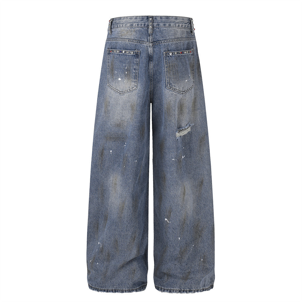 Broken holes make dirty jeans