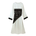French lace patchwork design lace up long dress