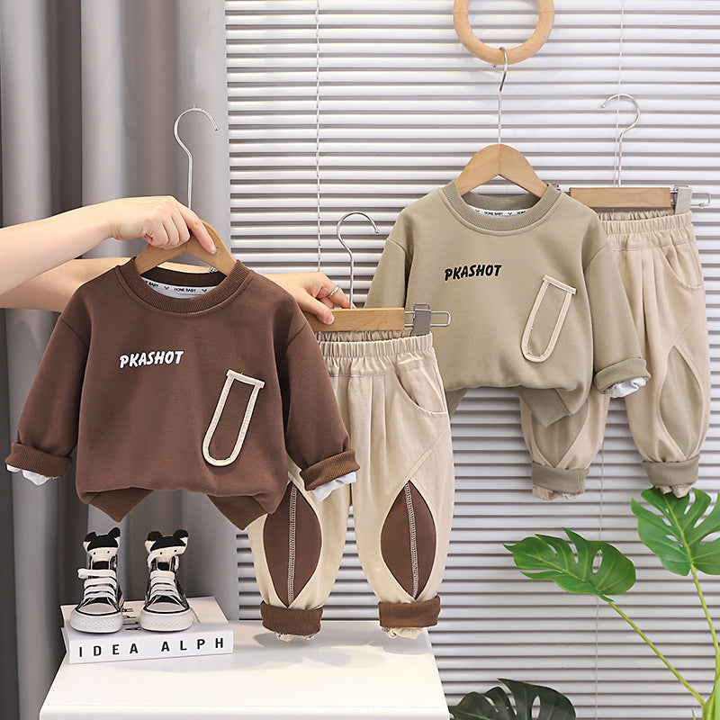 Two men's baby round neck clothes for spring and autumn casual hoodies