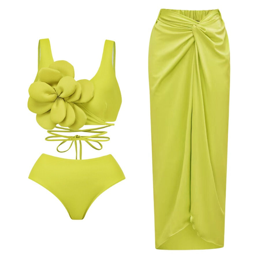 Sexy high waistband bikini three piece set