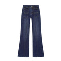 Street high waisted flared pleated jeans