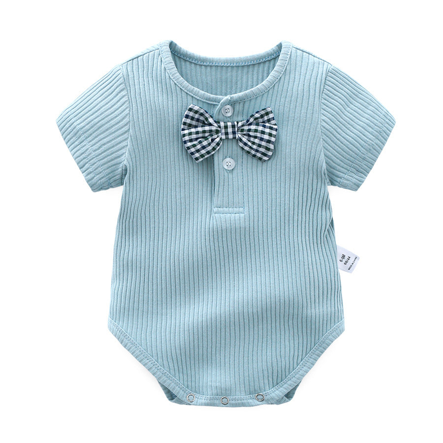 Round neck short sleeved summer baby jumpsuit