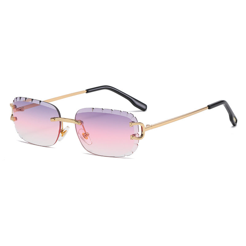 New Cut - Edge Oval Inverted Sunglasses Pattern Rimless Glasses Sunglasses