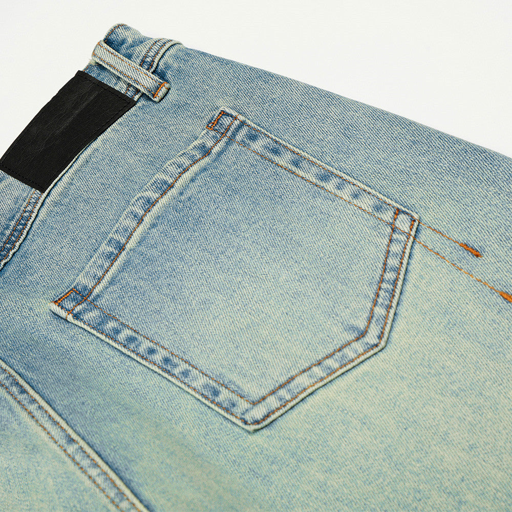 Washed denim jeans for men