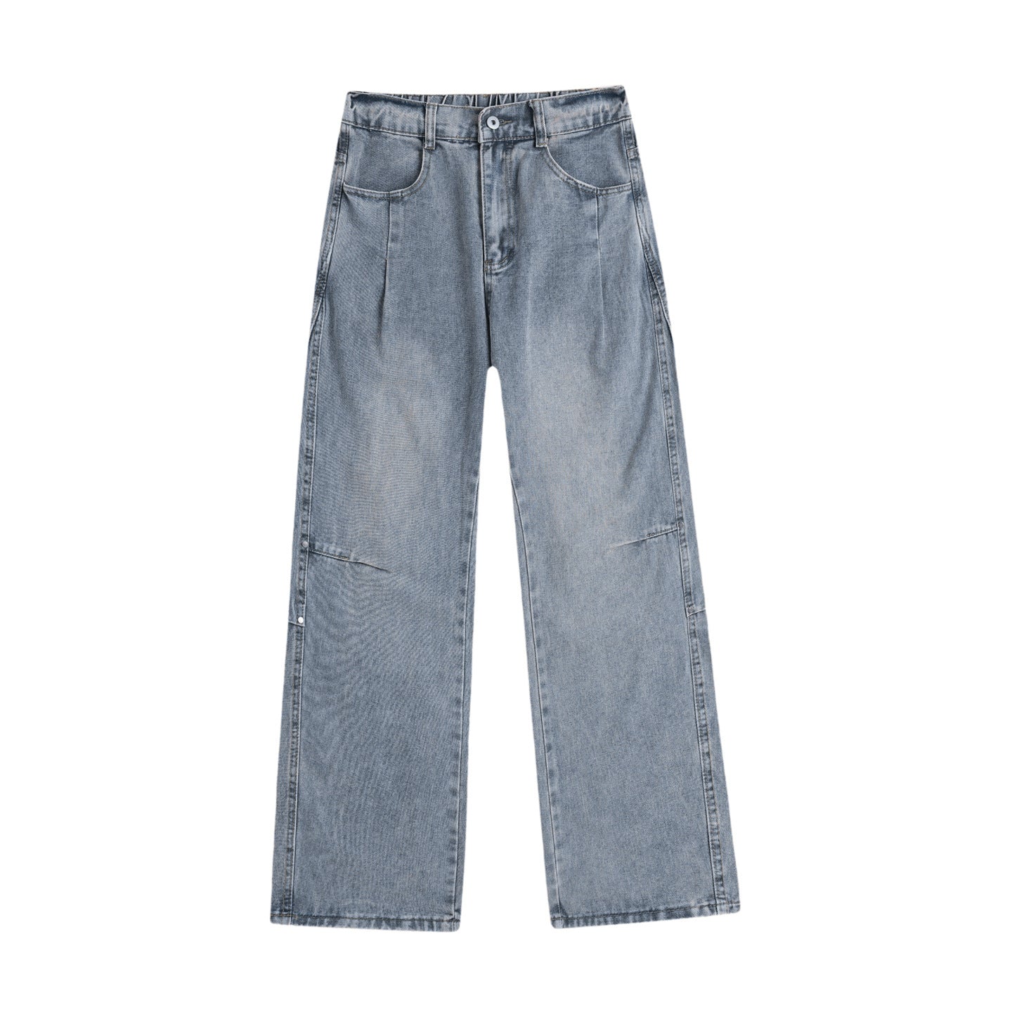 Street Style Studs Asymmetrical Straight Leg Jeans