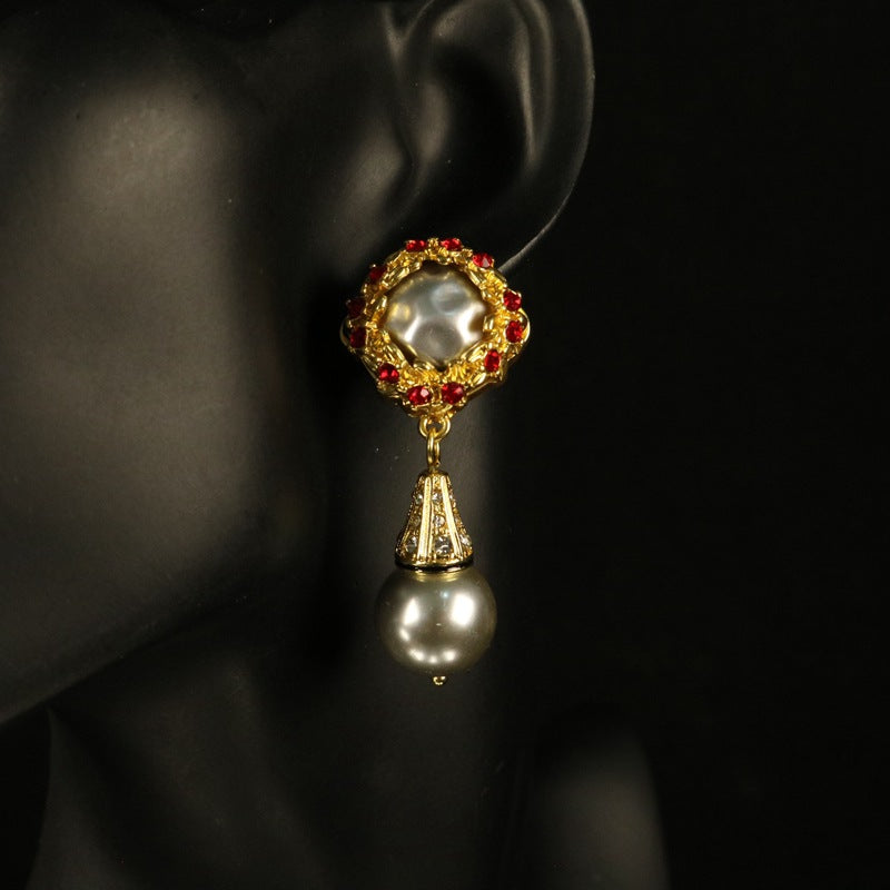 Glass pearl long sweater chain set