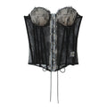 Lace Splicing Fitted Waistband Top with Strap Tube Top