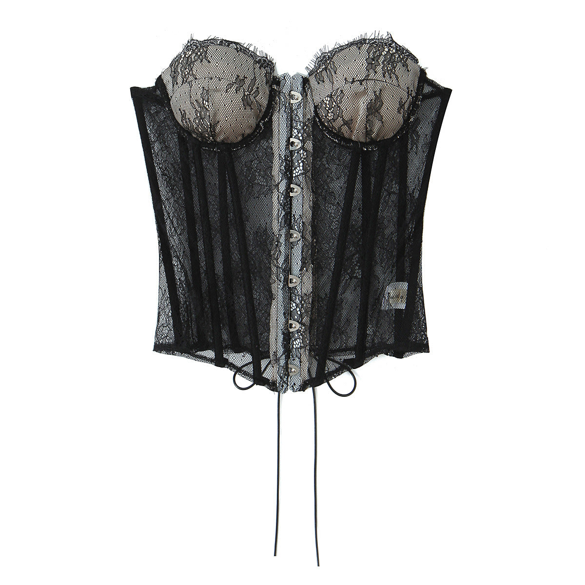 Lace Splicing Fitted Waistband Top with Strap Tube Top