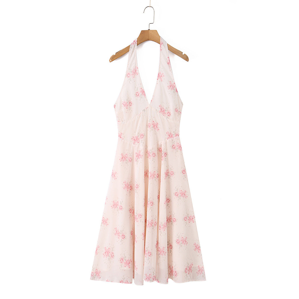 Rose medium long neck hanging sun dress