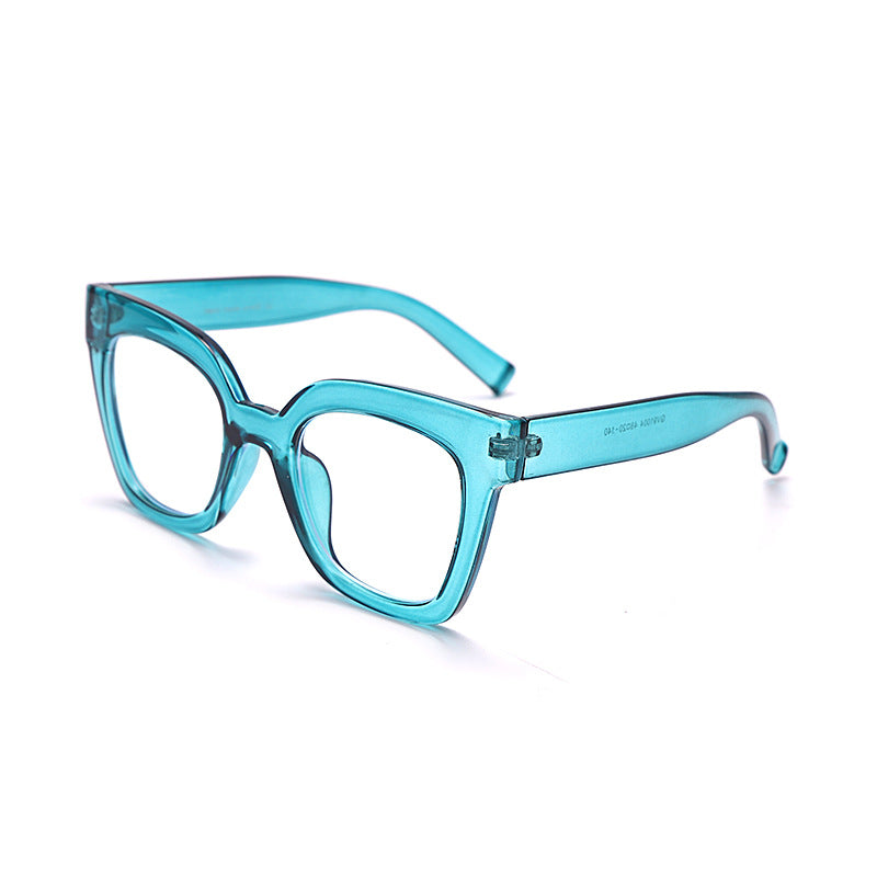 New Personality Simple Large Frame Anti-Blue Light Glasses Go Out Plain White With Square Frame Flat Mirror Decorative Glasses