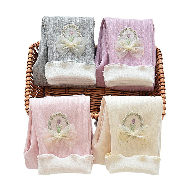 Autumn and winter girls' leggings with thickened and plush