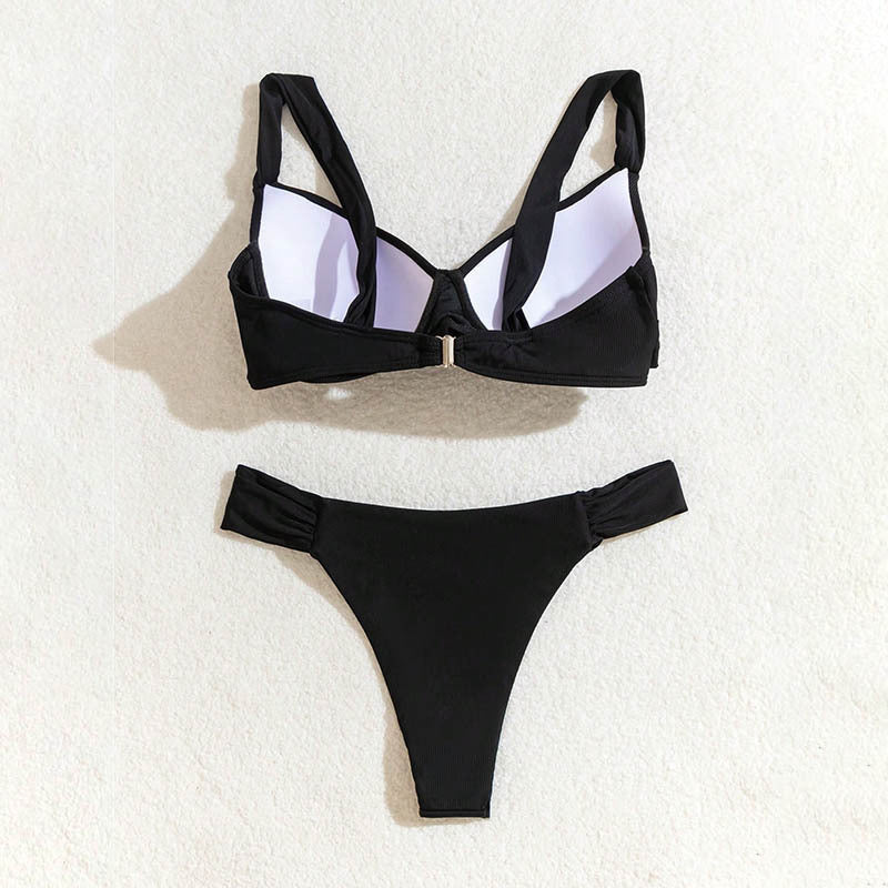 Bikini swimsuit women solid color