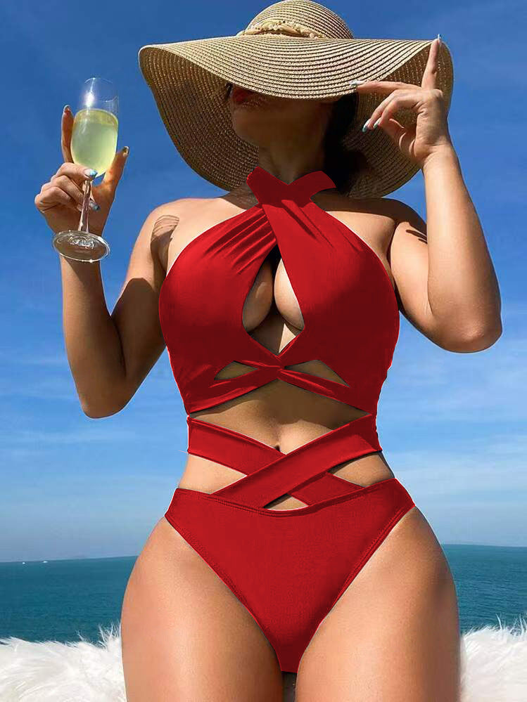Bikini women's neck hanging cross split