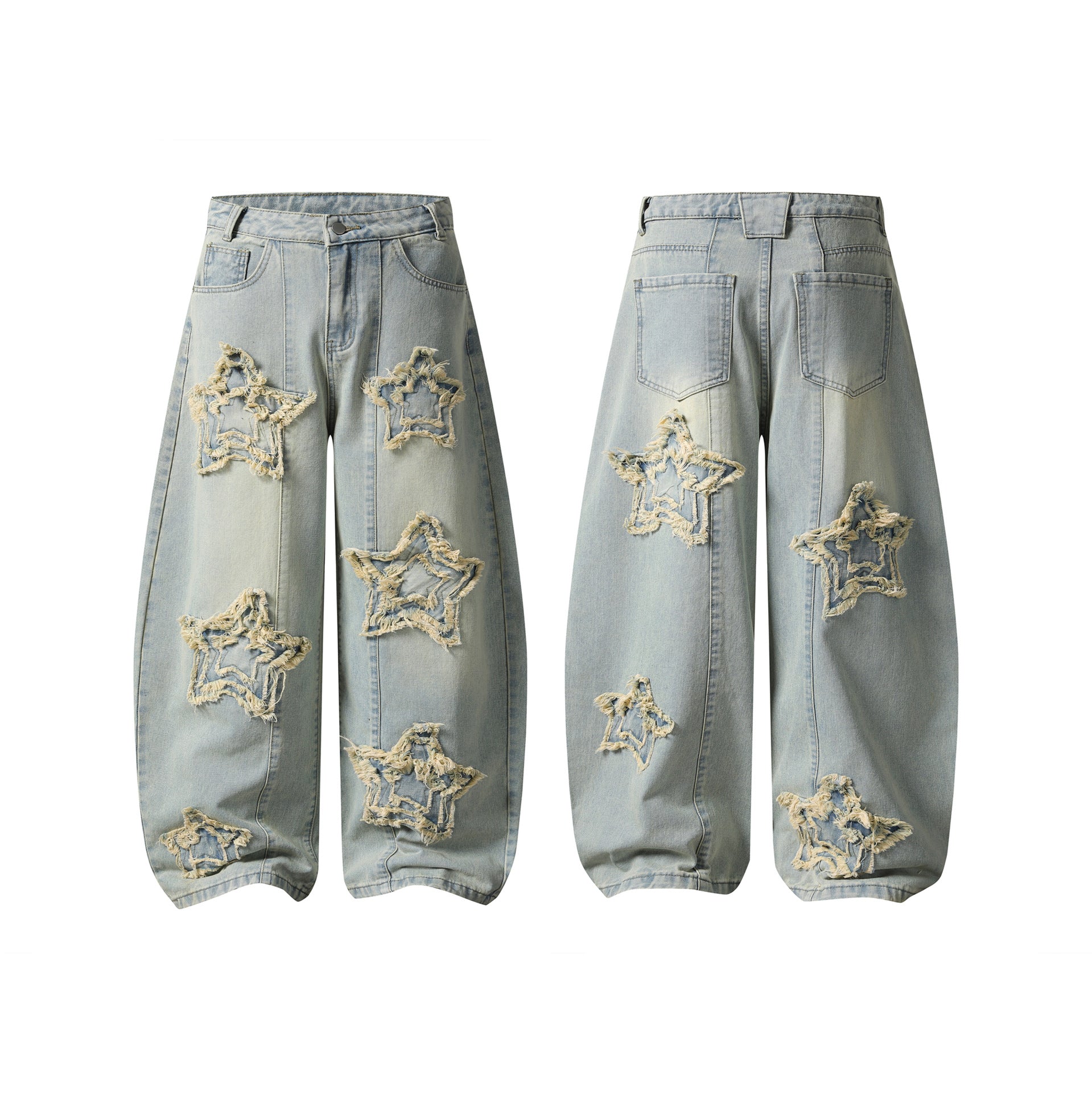 Frayed Star Wide Leg Pants for Women, Loose Knife-Edge Cut Slimming Long Pants