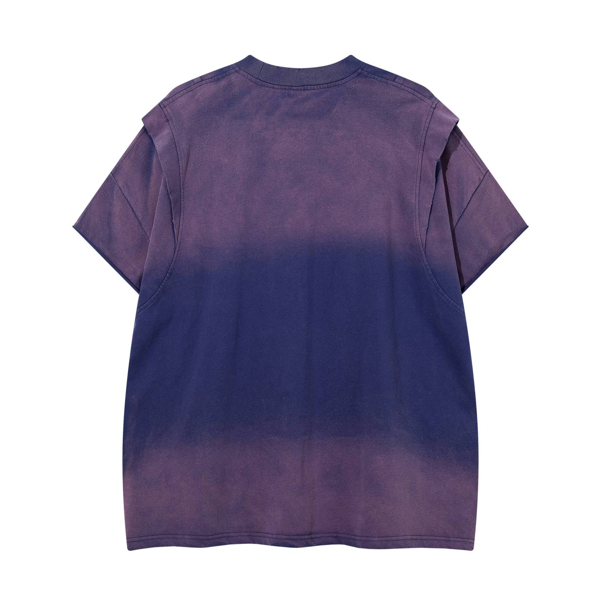 Deconstruction splicing gradient short sleeved shirt