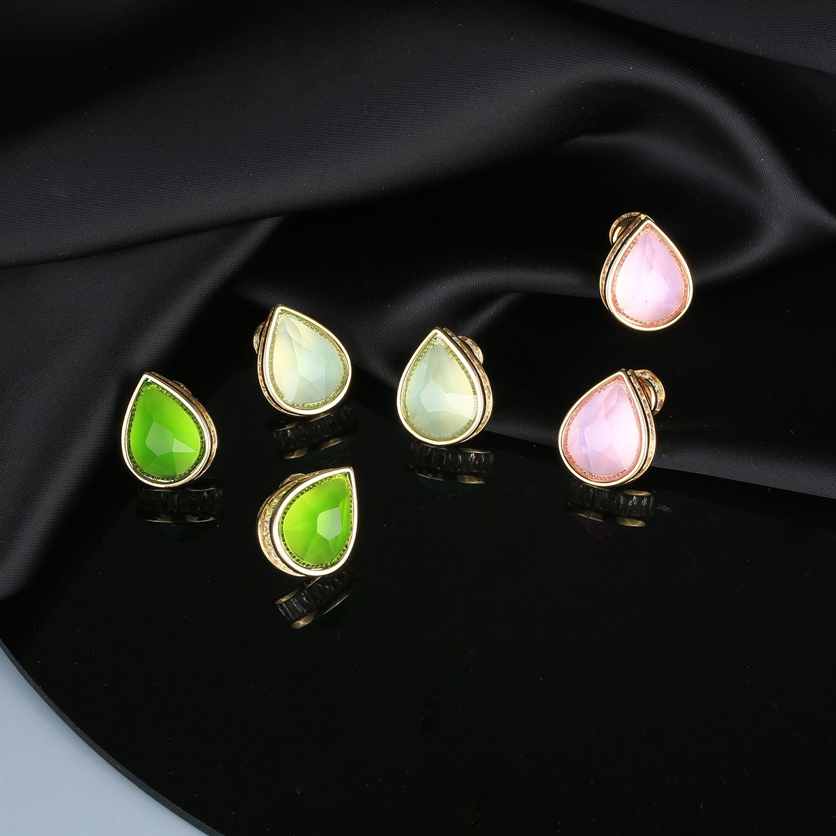 Micro inlaid water droplet zircon earrings for women plated with 18k gold